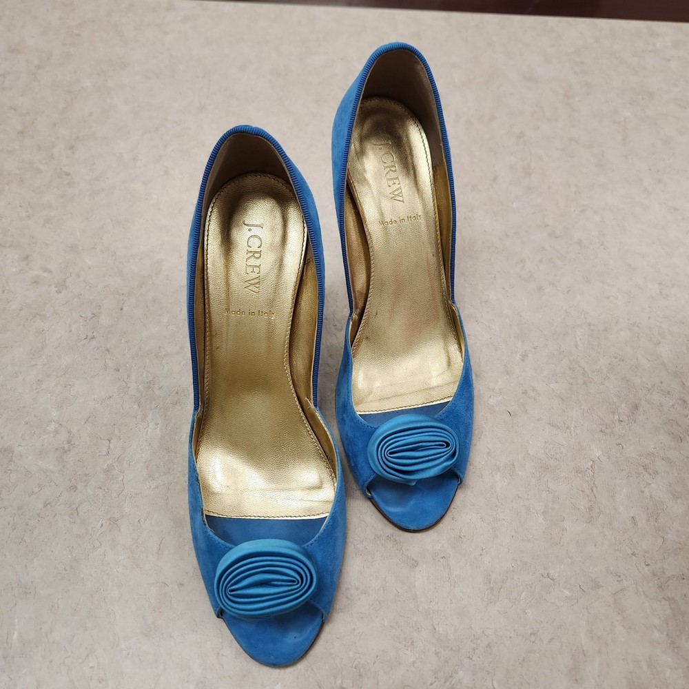 J. Crew Blue Peep-Toe Heels